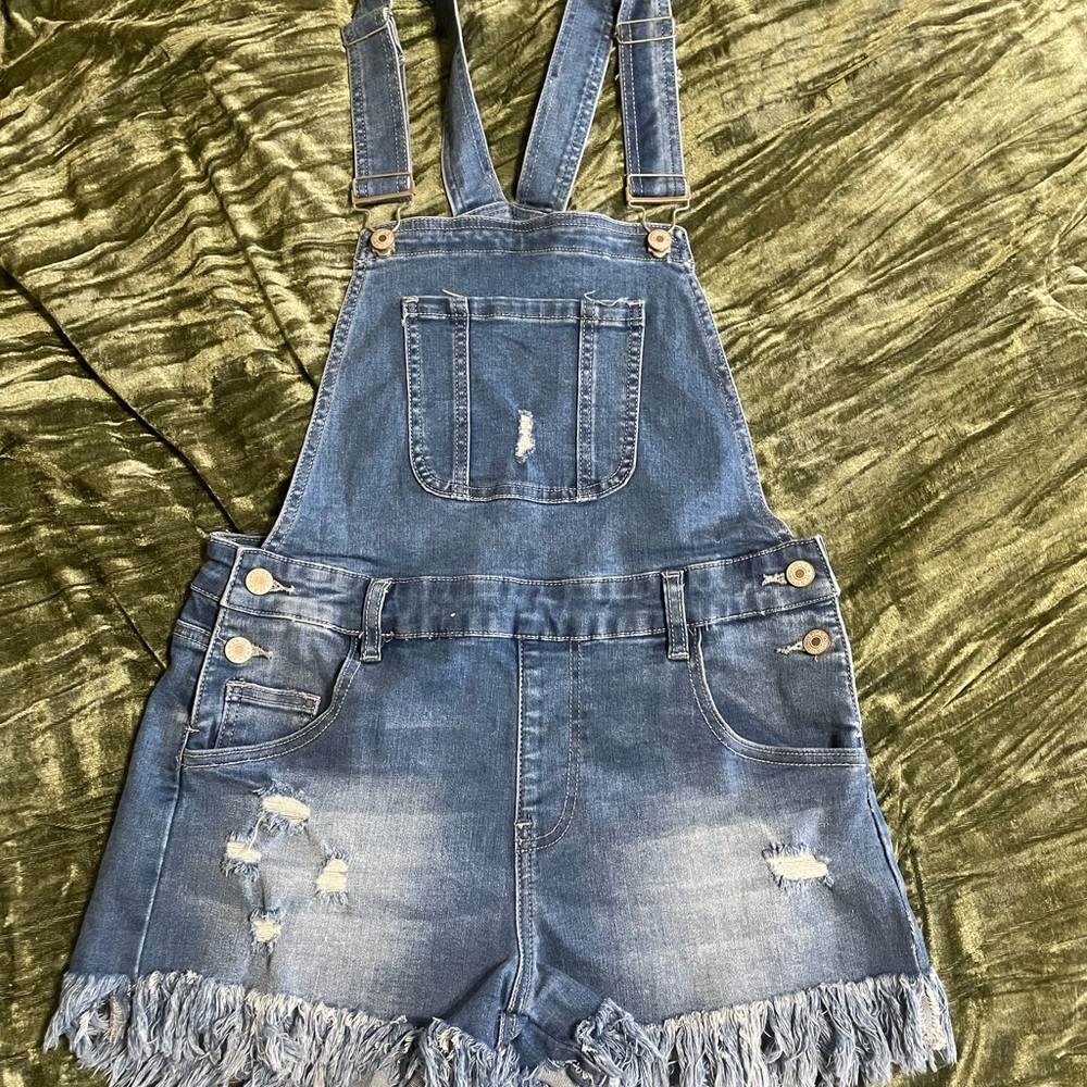 Amazon Stretch Denim Shorts Overalls Size Small